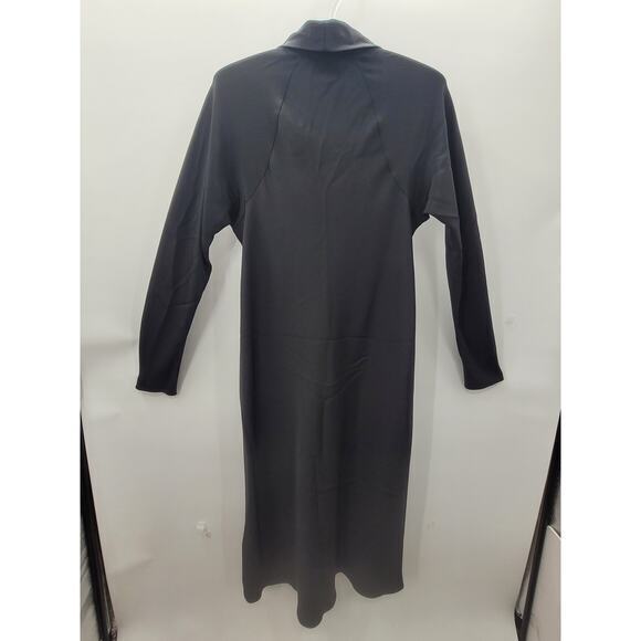 Peter Cohen Vintage Black Silk  Dori Goth‎ Long Sleeve Midi Fit and Flare Dress - Picture 3 of 16